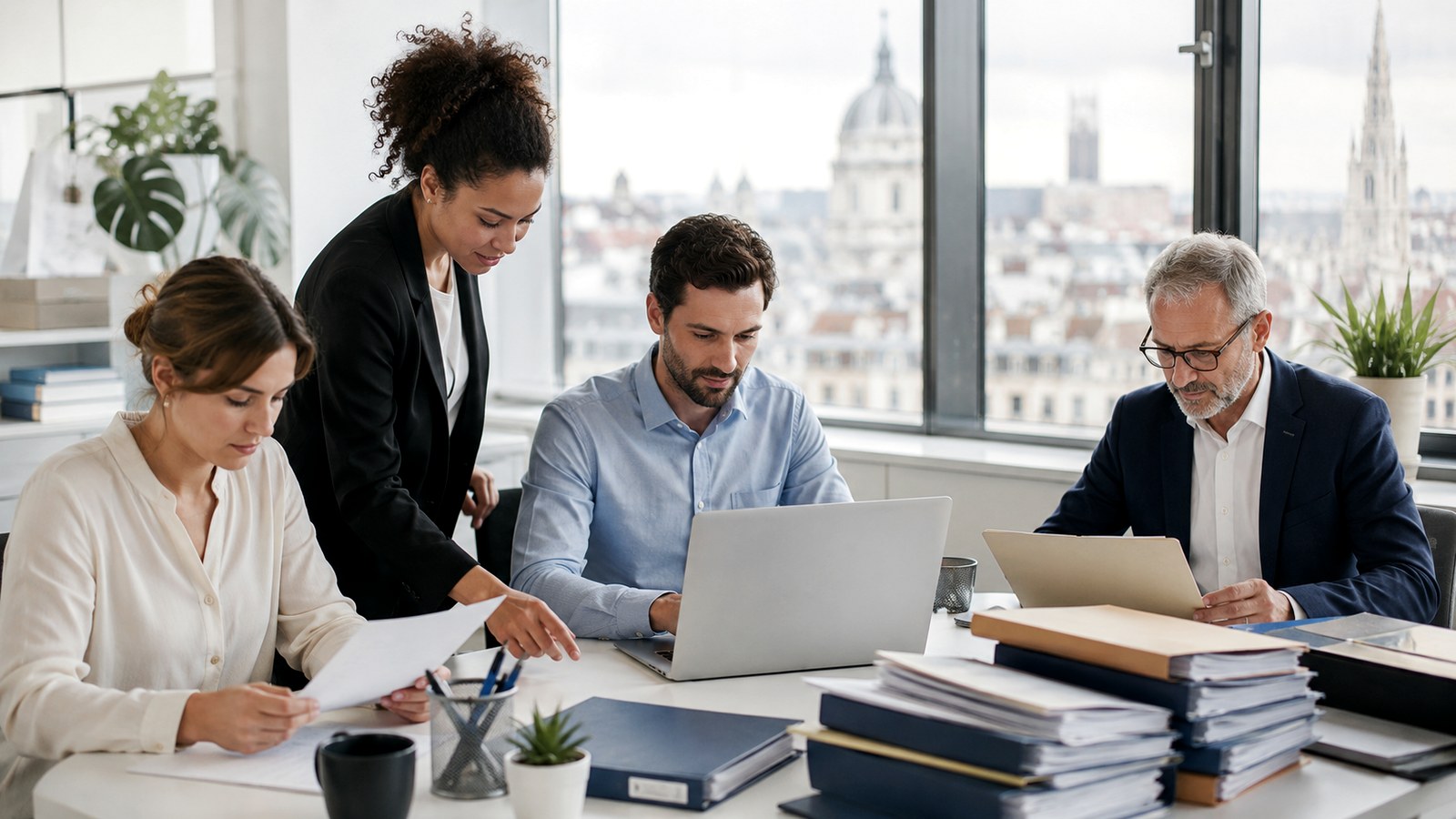 Équipe en réunion dans un bureau